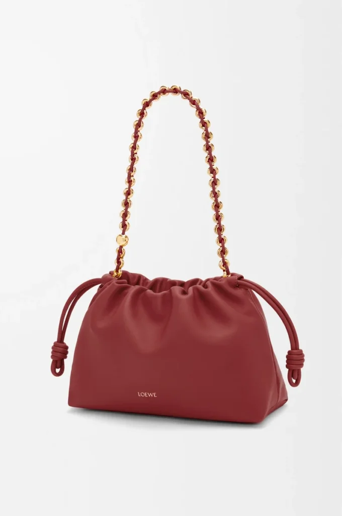 Portefeuille Flamenco moyen en cuir d&rsquo;agneau nappa souple rouge brûlé