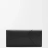 Portefeuille long horizontal Puzzle en cuir de veau classique Noir