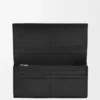 Portefeuille long horizontal Puzzle en cuir de veau classique Noir