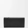 Portefeuille long horizontal Puzzle en cuir de veau classique Noir