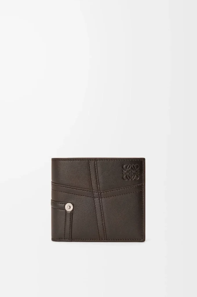 Portefeuille Panta à deux volets en cuir de veau brillant Vintage Brown