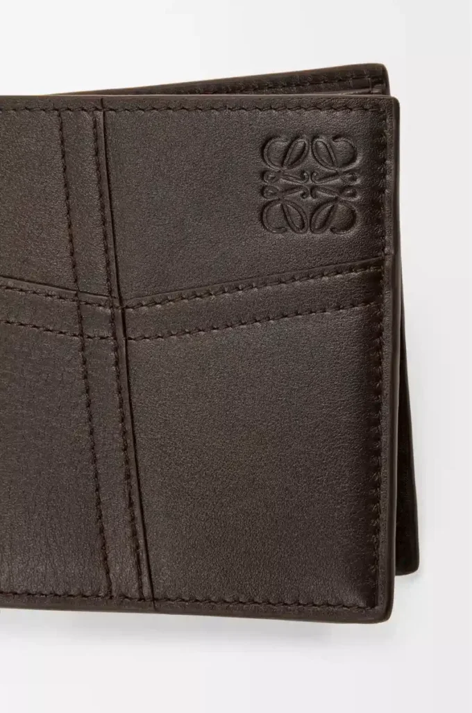 Portefeuille Panta à deux volets en cuir de veau brillant Vintage Brown