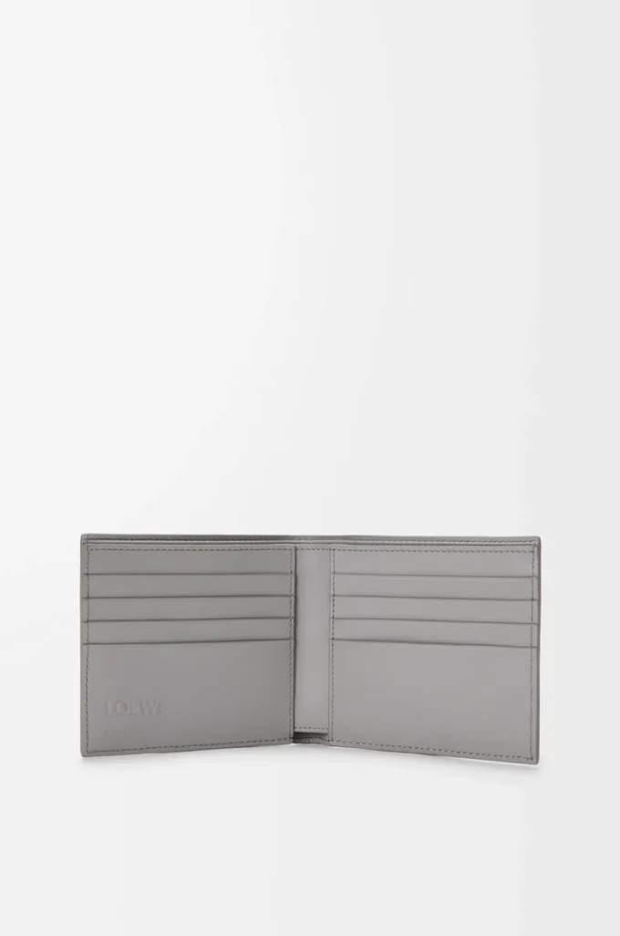 Portefeuille Puzzle à deux volets en cuir de veau classique marron hiver/gris cendré