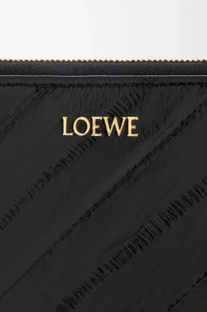 Portefeuille zippé slim à nœud en anguille Noir Portefeuille zippé slim à nœud en anguille Noir