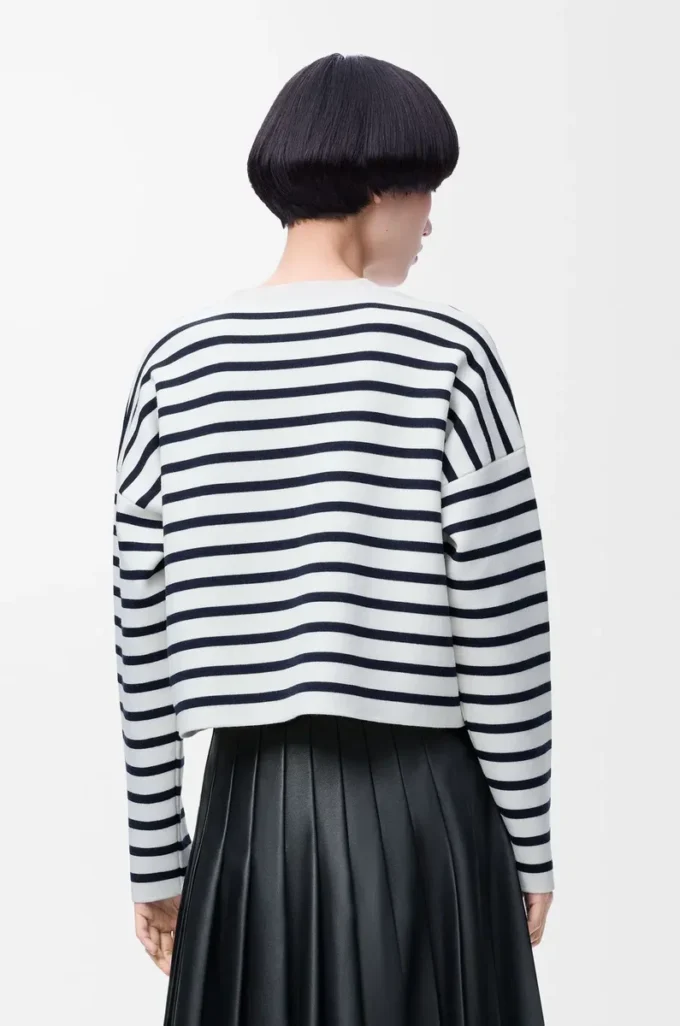 Pull Anagram en laine Blanc cassé/Bleu marine
