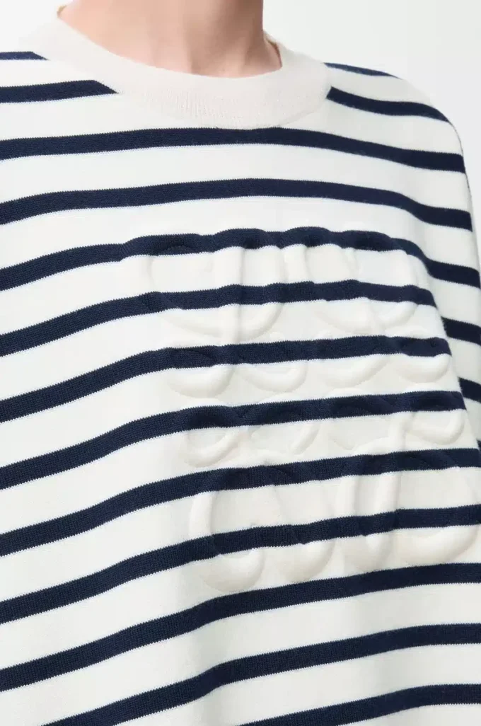 Pull Anagram en laine Blanc cassé/Bleu marine