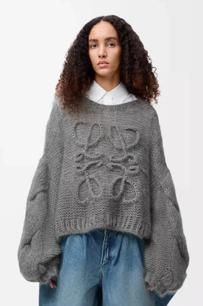 Pull Anagram en mohair gris chiné