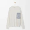 Pull Anagram à poche en coton mélangé beige/gris
