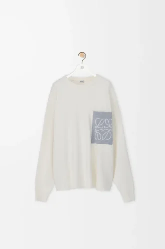 Pull Anagram à poche en coton mélangé beige/gris