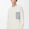 Pull Anagram à poche en coton mélangé beige/gris