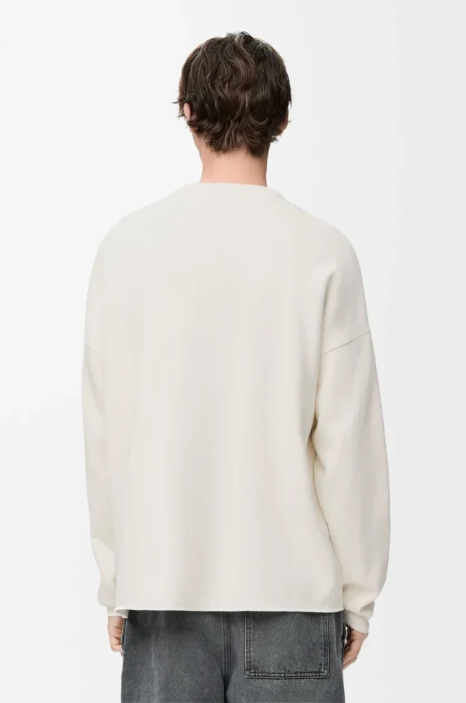 Pull Anagram à poche en coton mélangé beige/gris
