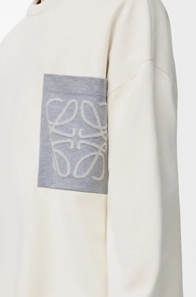 Pull Anagram à poche en coton mélangé beige/gris