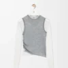 Pull drapé en cachemire Gris/Blanc