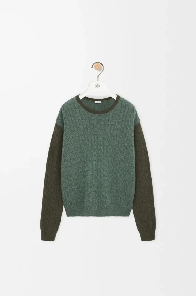 Pull en cachemire vert clair/vert kaki