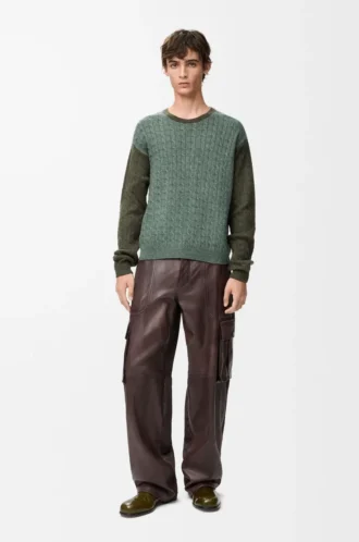 Pull en cachemire vert clair/vert kaki