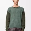 Pull en cachemire vert clair/vert kaki