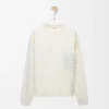 Pull en coton mélangé blanc/gris clair