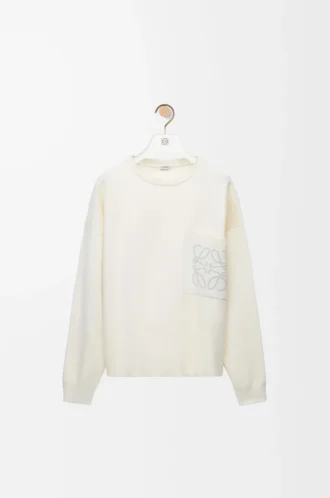 Pull en coton mélangé blanc/gris clair