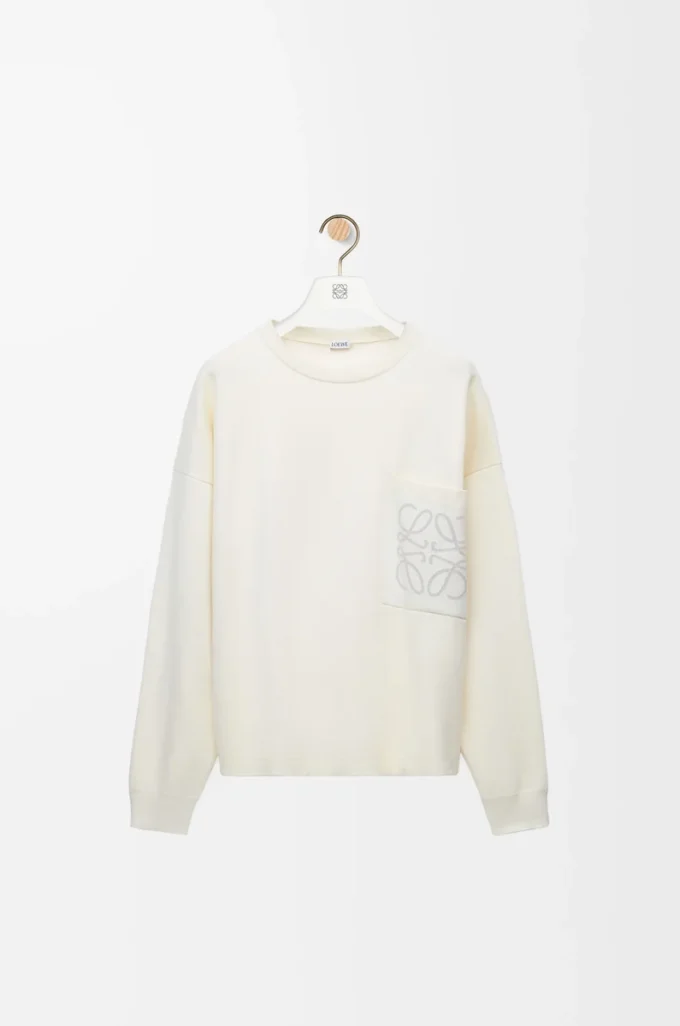 Pull en coton mélangé blanc/gris clair