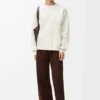 Pull en coton mélangé blanc/gris clair