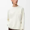 Pull en coton mélangé blanc/gris clair