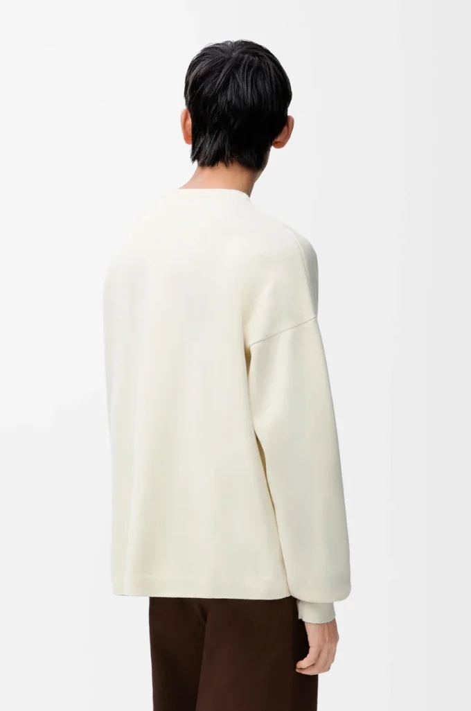Pull en coton mélangé blanc/gris clair