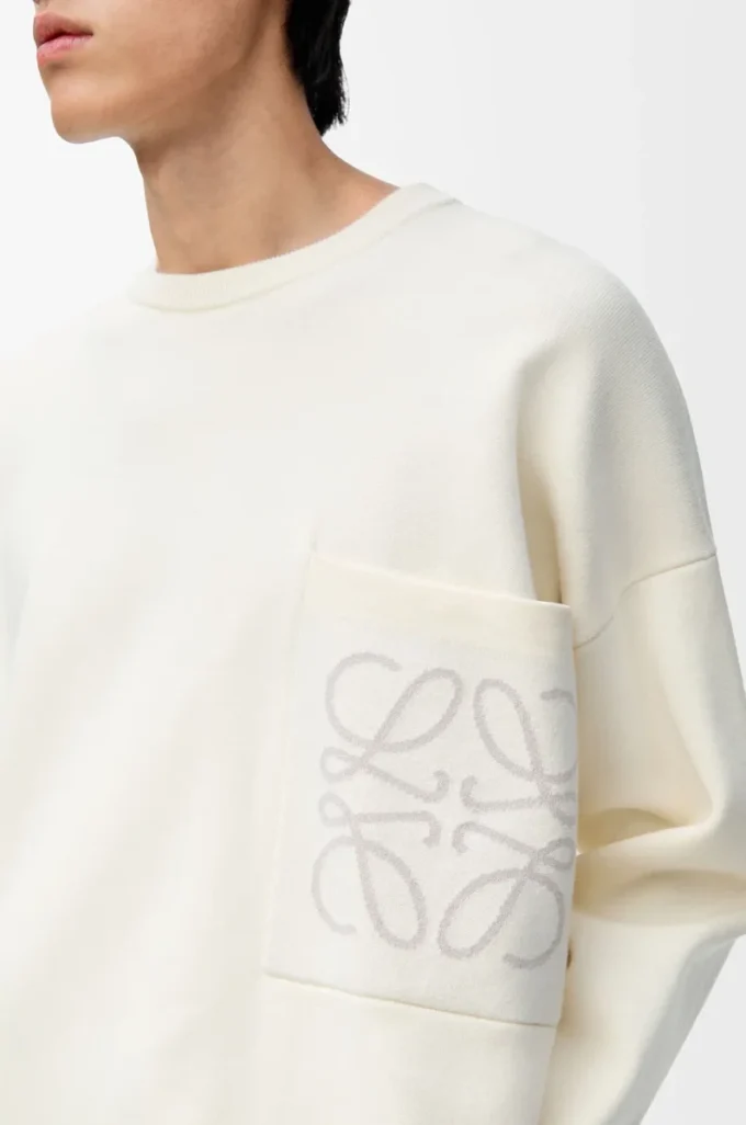Pull en coton mélangé blanc/gris clair