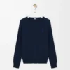 Pull en coton mélangé bleu marine