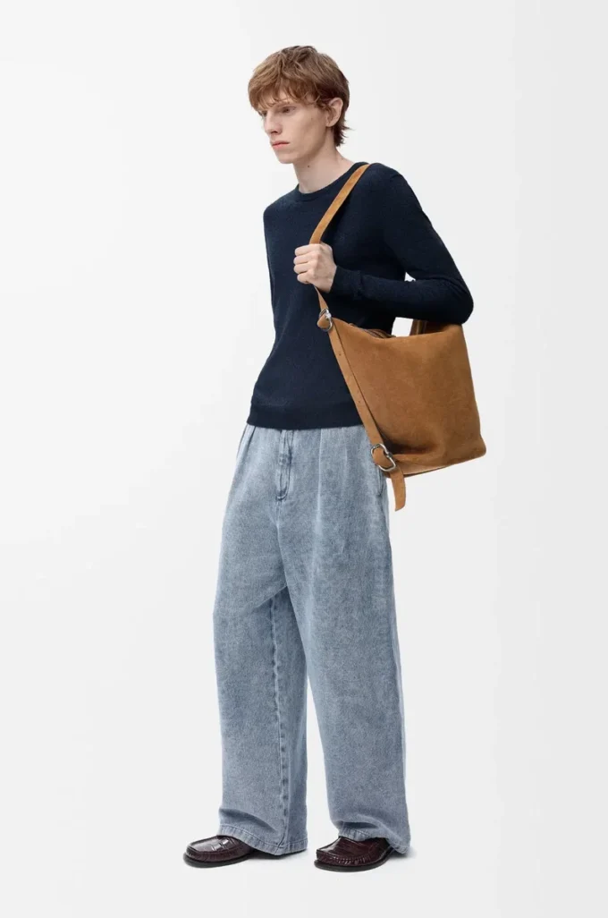 Pull en coton mélangé bleu marine
