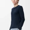 Pull en coton mélangé bleu marine