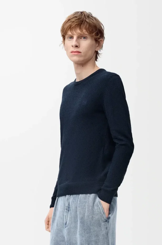 Pull en coton mélangé bleu marine