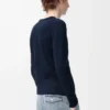 Pull en coton mélangé bleu marine