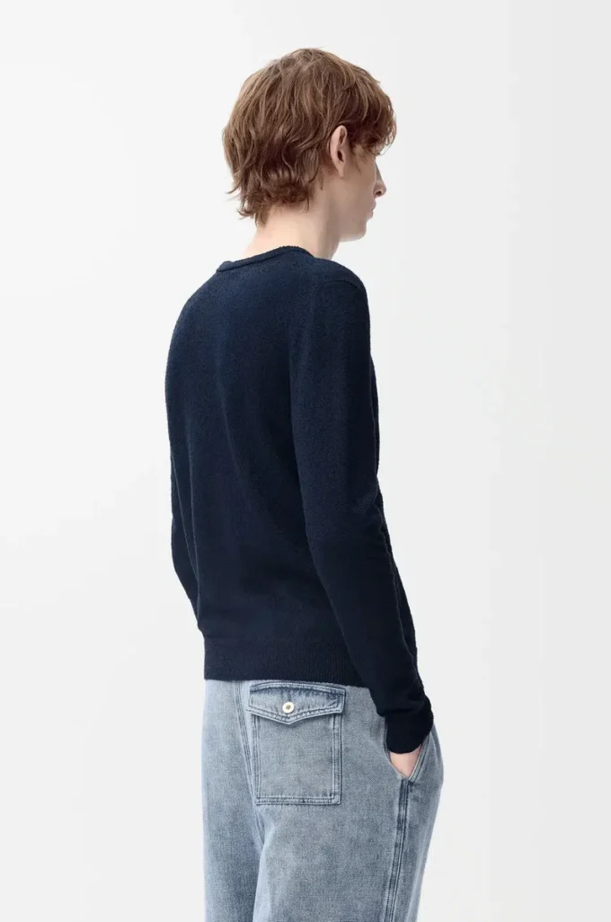 Pull en coton mélangé bleu marine