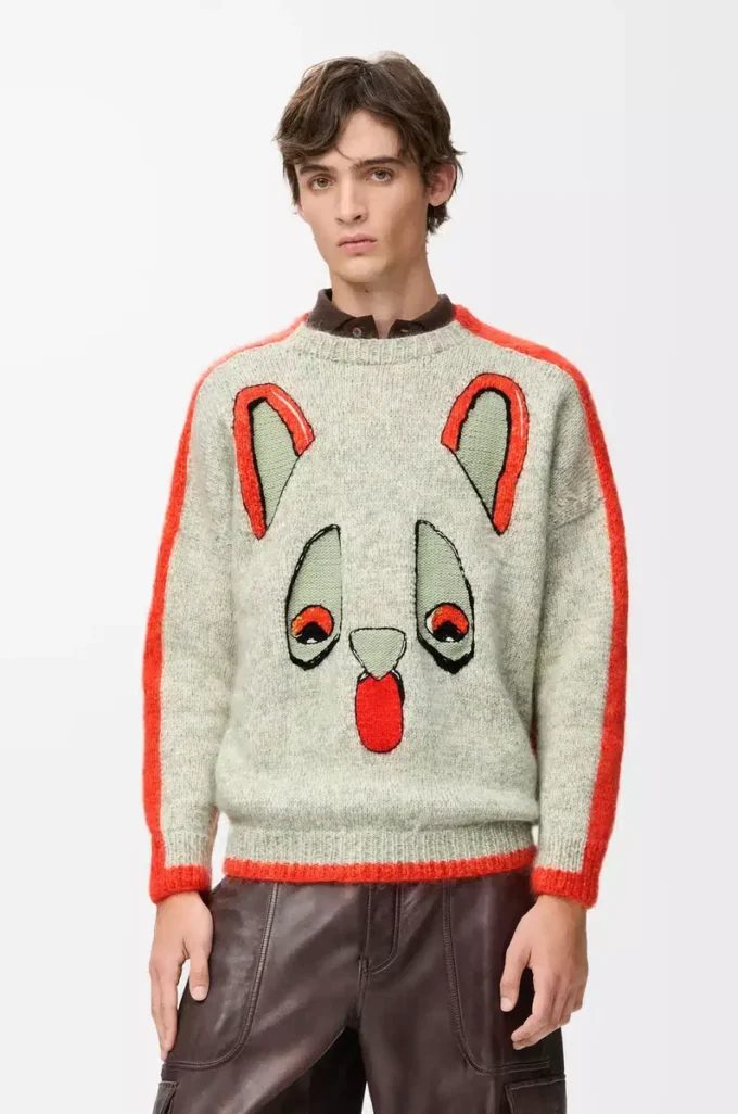 Pull en laine Blanc/Orange/Bleu