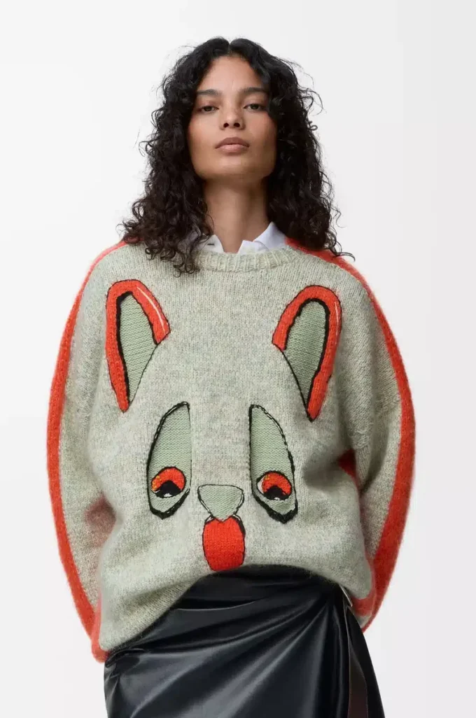 Pull en laine Blanc/Orange/Bleu