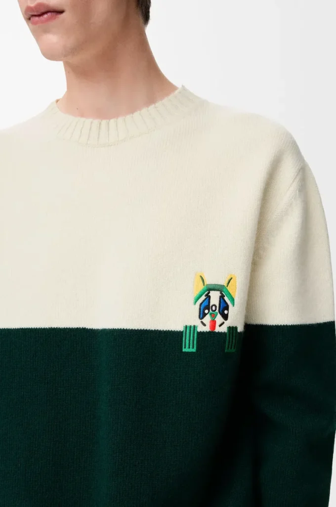 Pull en laine Blanc/Vert