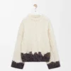 Pull en laine écru/marron