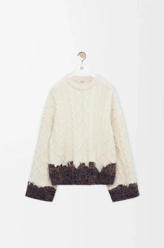 Pull en laine écru/marron