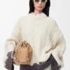 Pull en laine écru/marron