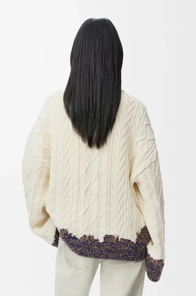Pull en laine écru/marron