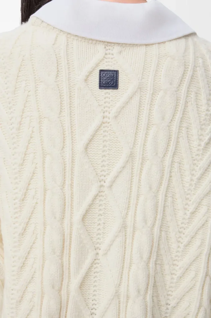 Pull en laine écru/marron