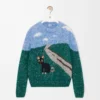 Pull en laine et mohair bleu/multicolore