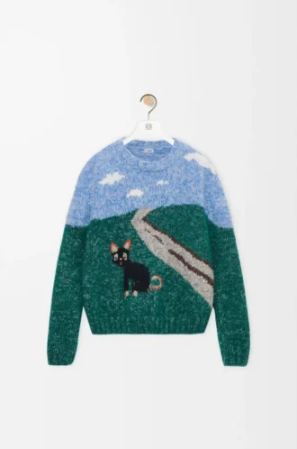 Pull en laine et mohair bleu/multicolore