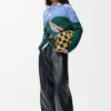 Pull en laine et mohair bleu/multicolore