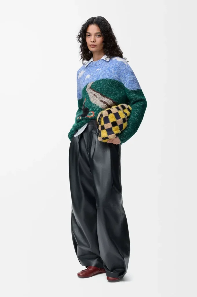Pull en laine et mohair bleu/multicolore