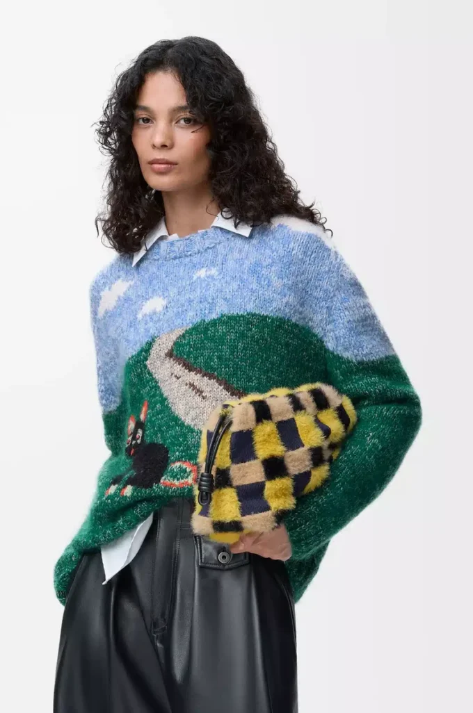 Pull en laine et mohair bleu/multicolore