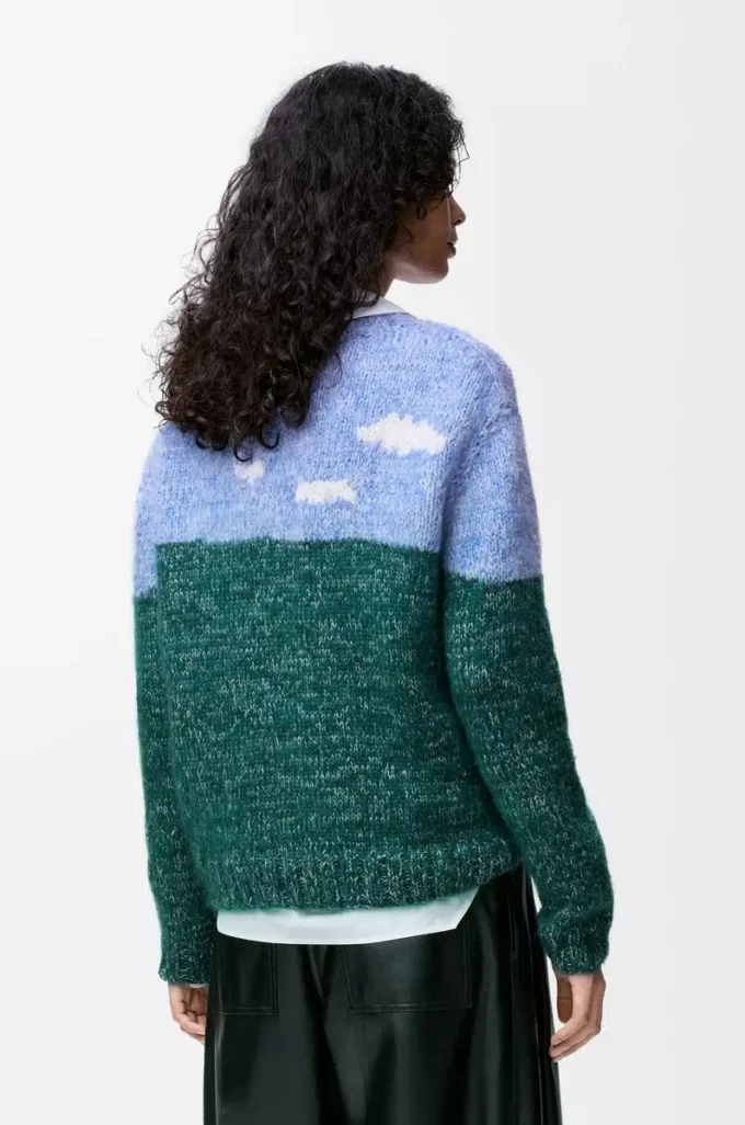 Pull en laine et mohair bleu/multicolore