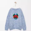 Pull en laine et mohair mélangés Bleu/Blanc