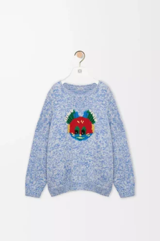 Pull en laine et mohair mélangés Bleu/Blanc