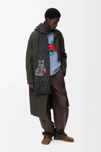 Pull en laine et mohair mélangés Bleu/Blanc